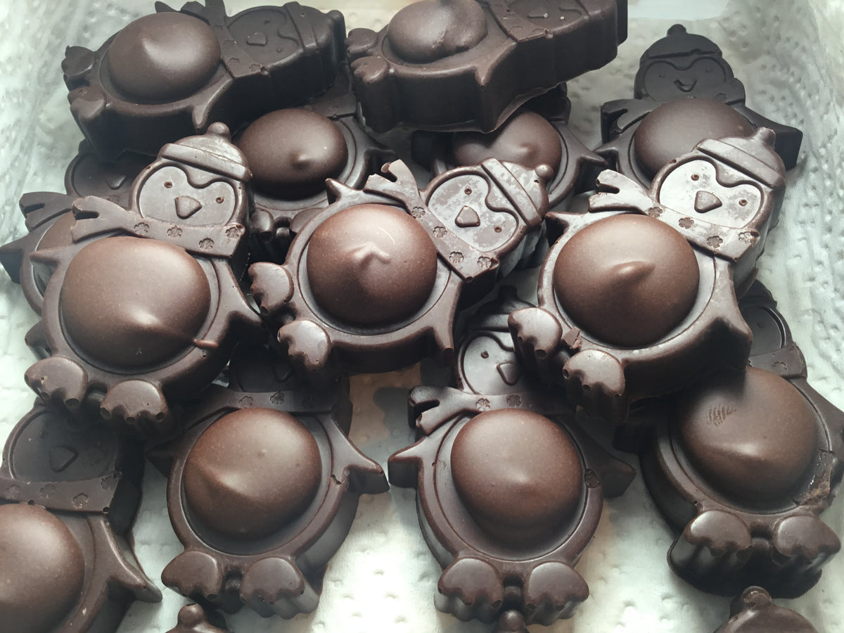 Dark chocolate penguins